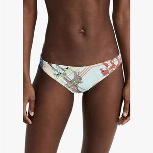 Tory Burch Women's Carousel Hipster Bikini Bottoms, Mint, Blue, Print, XL